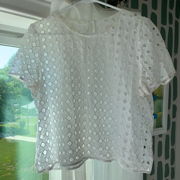 White Cropped Shirt with Cutouts - Picture 2 of 6